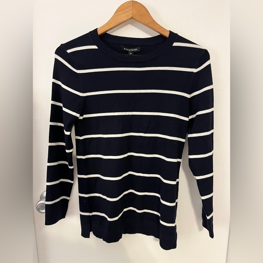 Navy and White Striped Sweater